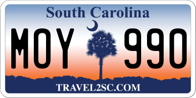 SC license plate MOY990