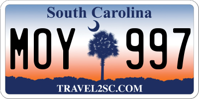 SC license plate MOY997
