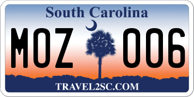 SC license plate MOZ006
