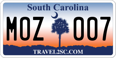 SC license plate MOZ007