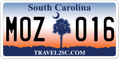 SC license plate MOZ016