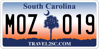 SC license plate MOZ019