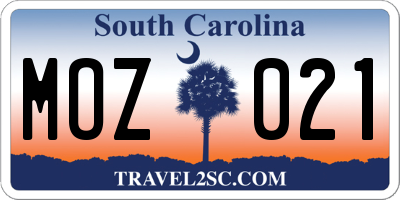 SC license plate MOZ021