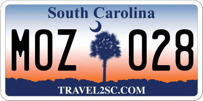 SC license plate MOZ028