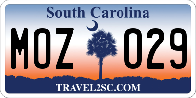 SC license plate MOZ029