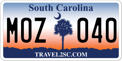 SC license plate MOZ040