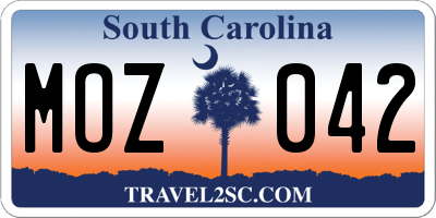 SC license plate MOZ042
