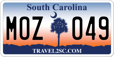 SC license plate MOZ049