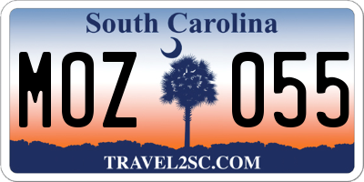 SC license plate MOZ055