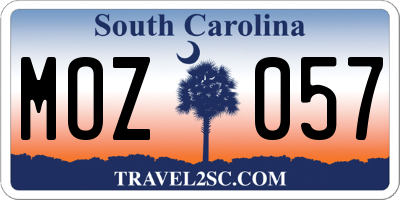 SC license plate MOZ057
