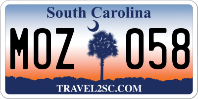 SC license plate MOZ058
