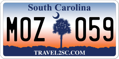 SC license plate MOZ059