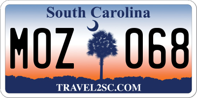SC license plate MOZ068