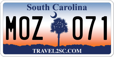 SC license plate MOZ071
