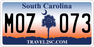 SC license plate MOZ073