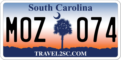 SC license plate MOZ074