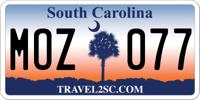 SC license plate MOZ077