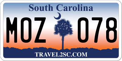 SC license plate MOZ078