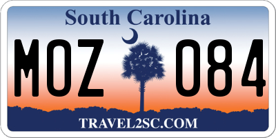 SC license plate MOZ084