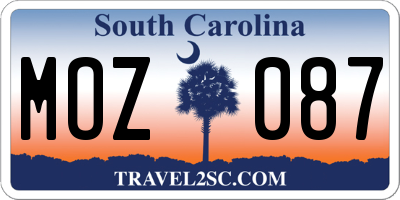 SC license plate MOZ087