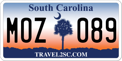 SC license plate MOZ089