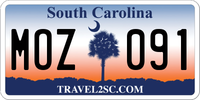 SC license plate MOZ091
