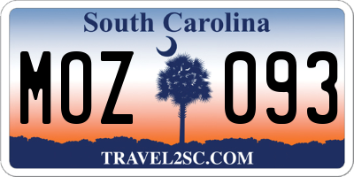 SC license plate MOZ093
