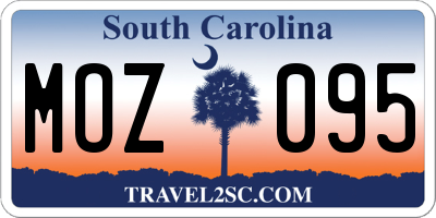SC license plate MOZ095