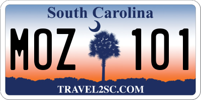 SC license plate MOZ101
