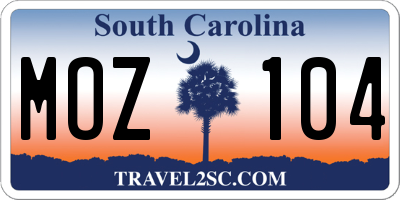 SC license plate MOZ104