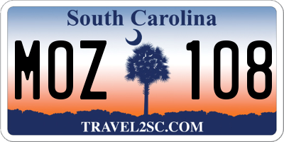 SC license plate MOZ108