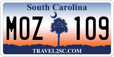 SC license plate MOZ109
