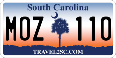 SC license plate MOZ110