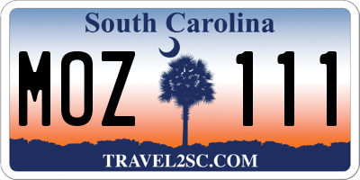 SC license plate MOZ111