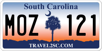SC license plate MOZ121
