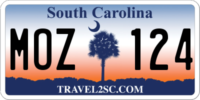 SC license plate MOZ124