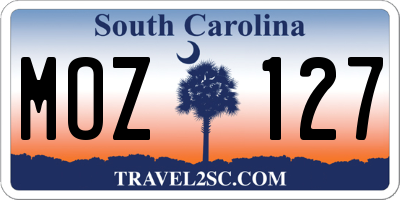 SC license plate MOZ127