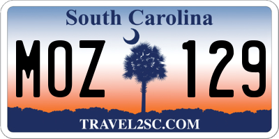 SC license plate MOZ129