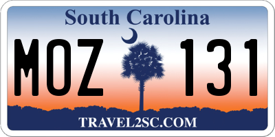SC license plate MOZ131