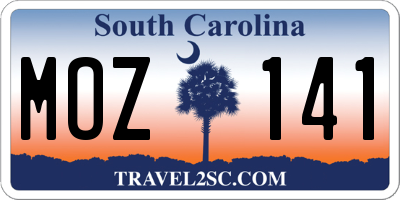 SC license plate MOZ141