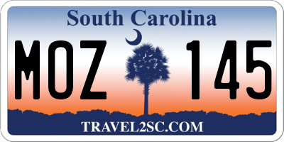 SC license plate MOZ145