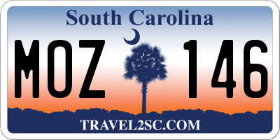 SC license plate MOZ146