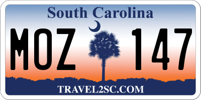 SC license plate MOZ147