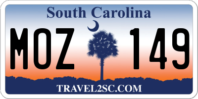 SC license plate MOZ149