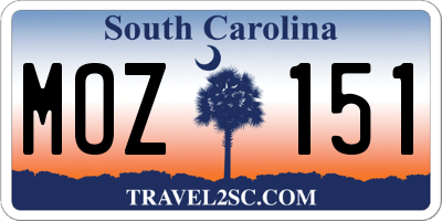 SC license plate MOZ151
