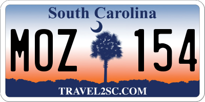 SC license plate MOZ154