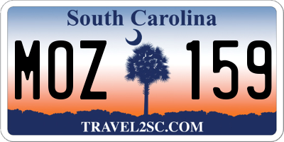 SC license plate MOZ159