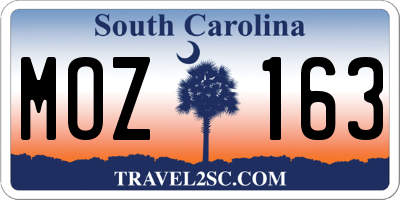 SC license plate MOZ163