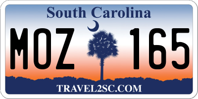 SC license plate MOZ165