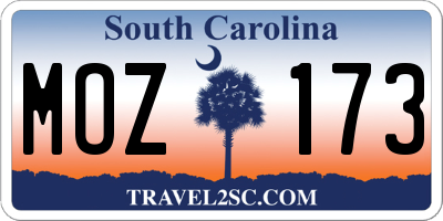 SC license plate MOZ173